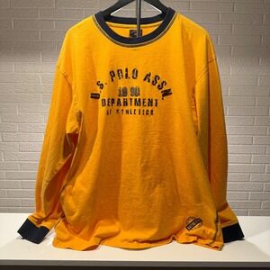 U.S. Polo Assn. Long Sleeve Shirt 1890 Department Athletics Gold Cotton 2XL
